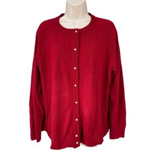 Debbie Morgan Woman Cardigan Sweater Cottage Coquette Preppy Retro Size XL Red